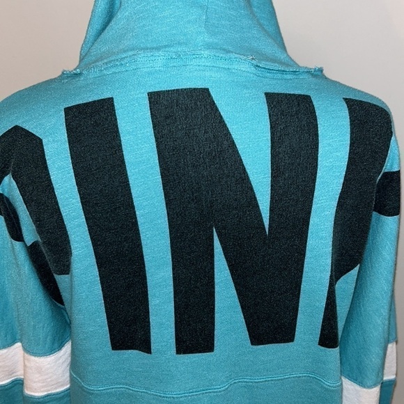 Victoria’s Secret PINK Hoodie – Turquoise & White Stripes, EUC - Picture 7 of 8
